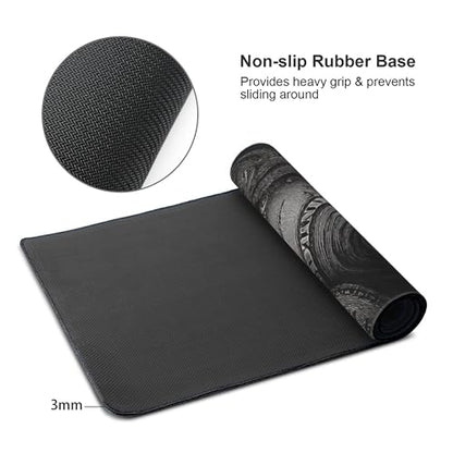 Extra Large Gaming Mouse Pad, Money Design Pattern, Black and White, 35.4 x 15.7 inches, Non-Slip Rubber Base, Stitched Edges - color: Black and White Stripe Money