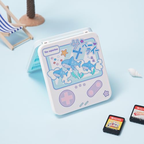 GeekShare Switch Game Card Case Compatible with Switch 2 (2025), Portable Game Holder Cartridge Case for NS 2, Card Storage Shell with 12 Game Card Slots - Shark Party - size: For Switch 2/Switch/OLED/Switch Lite