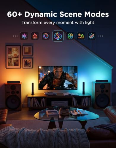 Govee Smart Light Bar, RGBICWW TV Lights for Living Room, Gaming, Black | Compatible with SmartThings, Matter, Alexa, LED Light Bar with Scene and Music Modes for Living Room, Gaming, PC, App Control - color: Black