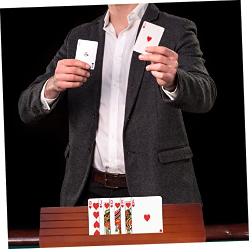 YARNOW 1pc Sturdy Wood Card Holder Stand for Play Desktop Organizer for Poker and Card Games Base Slots