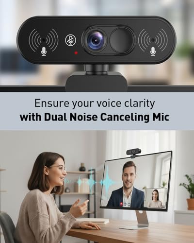 1080P Webcam with Mic, Privacy Cover, Mute Button for PC/Laptop | Dual privacy: mic mute button and lens cover; USB plug and play for Zoom, Teams, streaming and video calls - color: 1080P