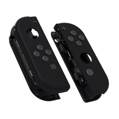 eXtremeRate DIY Replacement Shell Buttons for Nintendo Switch & Switch OLED, Black Soft Touch Custom Housing Case with Full Set Button for Joycon Handheld Controller - Console Shell NOT Included - color: Black