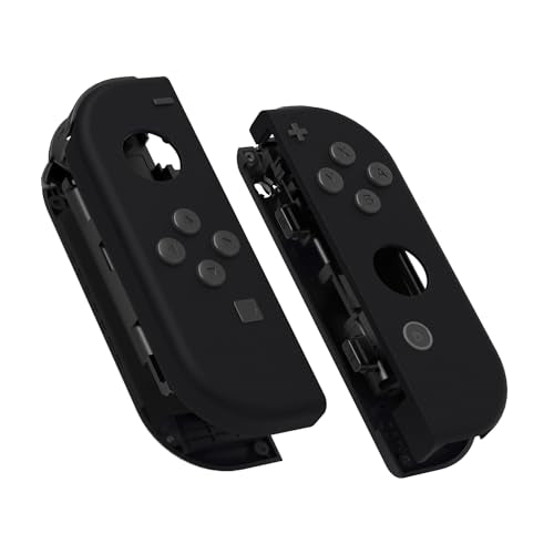 eXtremeRate DIY Replacement Shell Buttons for Nintendo Switch & Switch OLED, Black Soft Touch Custom Housing Case with Full Set Button for Joycon Handheld Controller - Console Shell NOT Included - color: Black