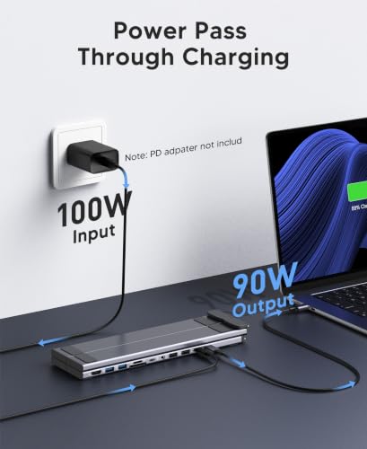 Laptop Docking Station Stand,11 in 1 Laptop Dock Stand with 4K HDMI | 4K@60Hz HDMI, 2 USB A 3.0, 2 USB A 2.0, PD 100W, USB C 3.0+SD&TF+Audio Compatible with Mac Pro/Air/Dell/HP/Surface/Lenovo - style: M92 11 in 1