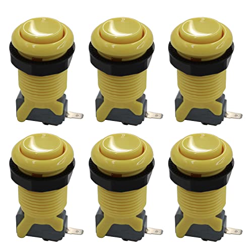 SJ@JX 6x Arcade Button Happ Style 28mm Standard Push Button - color: yellow