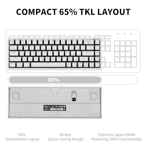 Hexgears X1 Pro Wireless Mechanica Keyboard, Tri-Mode Bluetooth/2.4G/USB-C, Hot-Swappable Linear Switch Gaming Keyboard, Mini Compact White Backlit Keyboards with Wrist Rest - White - color: Panda-X1 Pro, size: Linear