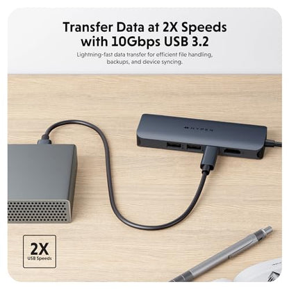 HyperDrive Next 6 Port USB C Hub for Mac, PC, Chromebook with 4K60Hz HDMI, 2 USB-A, USB-C 10Gbps 100W Power Delivery, 312 MB/s SD Card Reader Ports - size: 6 Port USB-C Hub with 2x USB-A