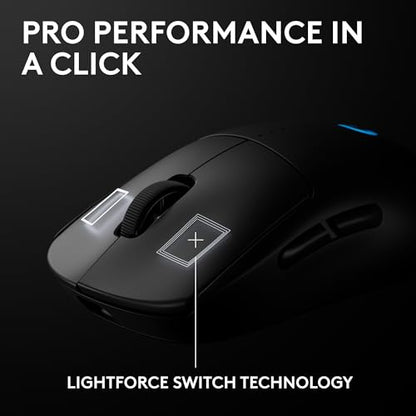 Logitech G PRO 2 Lightspeed Ambidextrous Wireless Gaming Mouse - Black | Symmetrical design, <4 customizable magnetic side buttons, USB-C charging, PowerPlay Wireless Charging Supported, For PC/Mac - color: Black