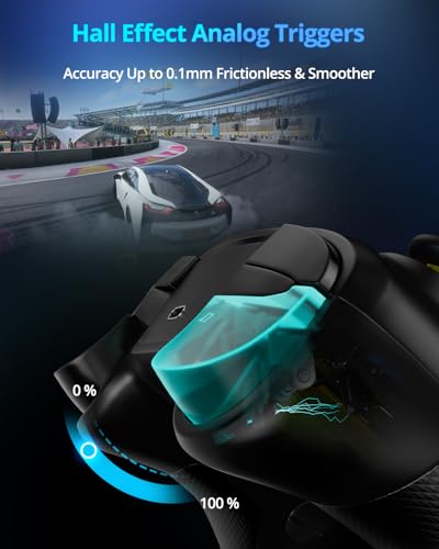 Multi-Platform Wireless Controller, PC Gaming Controller with 2.4G Adpater/Hall Joysticks/Hall Triggers/1200 mAh Battery/4 Programmable Buttons/RGB Lighting, Compatible with PC Windows 7/8.1/10/11, Switch/OLED/Lite, iOS, Android, Steam-Black - color: Blac