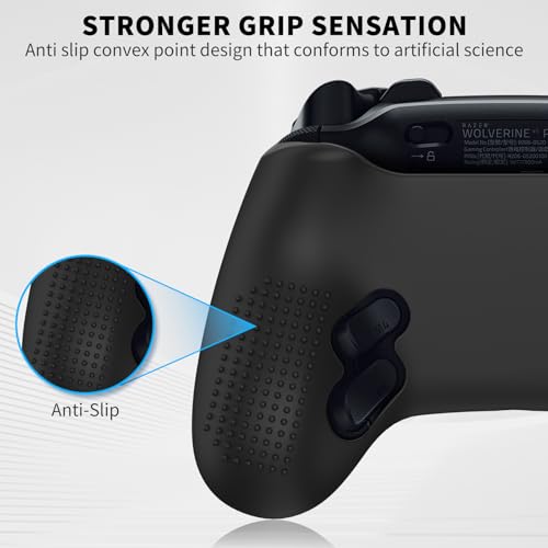 Silicone Grip Skin for Razer Wolverine V3 Gaming Controller, Protective Cover Compatible with Razer Wolverine V3 Pro Wireless, Gaming Controller Skin with Lanyard (BLACK) - color: BLACK