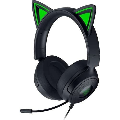 Razer Kraken Kitty V3 X Wired Gaming Headset, Kitty Ears, Black | HyperClear Cardioid Mic, 40 mm Drivers, 7.1 Surround Sound, Comfy Ear Cushions, Cross-Platform via 3.5mm PC, PS5, Xbox - color: Black