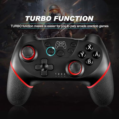 ASTARRY Switch Controller Wireless Switch Pro Controller Compatible with Switch/Switch Lite/Switch OLED Programmable Remote Gamepad Joystick with Wake-up and Turbo (Red) - color: Red
