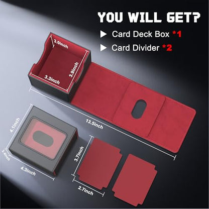 Kabinka MTG Deck Box with Window, Commander Deck Box for Trading Cards, Holds 110+ Double Sleeved Cards, Fits TCG CCG EDH (Black Red) - color: Black Red