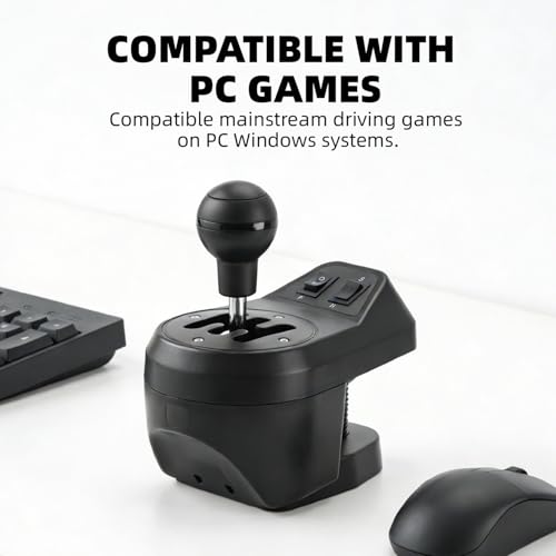 Nitho USB Shifter for PC Sim Racing, 6-Speed H-Pattern Gear Shifter with Reverse, Interchangeable H-Pattern & Sequential Plates, Racing Wheel Shifter for Windows PC Driving Simulators