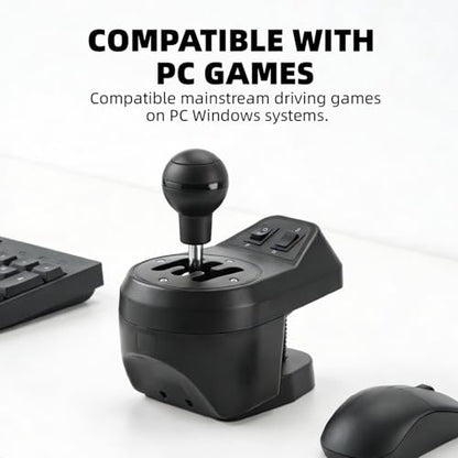 Nitho USB Shifter for PC Sim Racing, 6-Speed H-Pattern Gear Shifter with Reverse, Interchangeable H-Pattern & Sequential Plates, Racing Wheel Shifter for Windows PC Driving Simulators