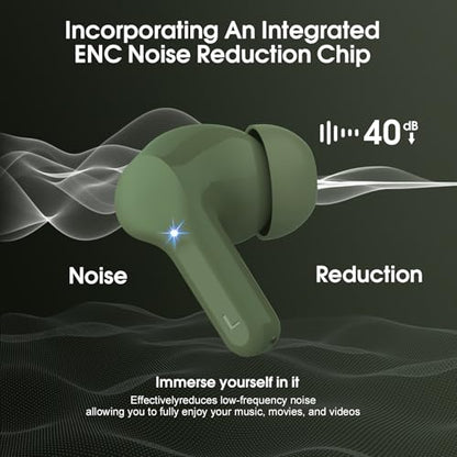 Wireless Earbuds, Bluetooth 5.4 Headphones HiFi Stereo, Bluetooth Earbuds with ENC Noise Cancelling Mic, IP7 Waterproof in Ear Earphones, 48H, LED Display Ear buds for Pad Workout Sports, Retro Green - color: Retro Green