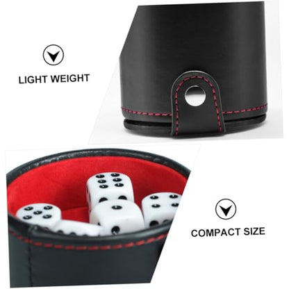 Totority PU Leather Dice Cup with Double-Layer Lids Professional Dice Storage Container for Bar Party and Family Game Entertainment