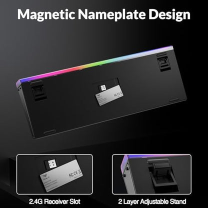 Aula H108 Wireless Mechanical Keyboard, Hot Swappable Silent Keyboard, Full Size Keyboard with Number Pad, Gasket Structure, RGB Backlit Computer Gaming Keyboard with PBT Keycaps for PC/Office - color: White Black Purple
