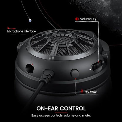 EKSA StarEngine S Gaming Headset for PC, PS4, PS5, Switch, Xbox One, Xbox Series X/S-Wired Gaming Headphones with Detachable Noise Cancelling Mic, 50mm Drivers, 3.5mm Over-Ear Computer Headphones