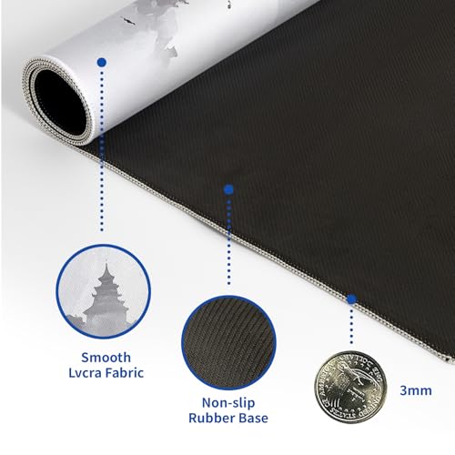 Retro Pagoda Cherry Blossom Watercolor Mouse Pad Abstract Big Mouse Pad 31.5x11.8 Inch Texture Non-Slip Rubber Base Large Mousepad Stitched Edges Keyboard Mouse Mat Desk Pad for Office and Home - color: Retro Pagoda Cherry Blossom