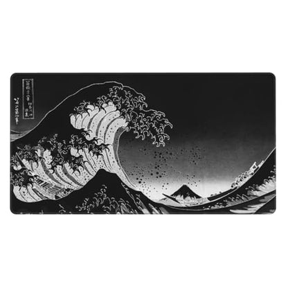 MTG Playmat Black Gray Great Wave TCG Play Mat Original Hand-Painted Design Stitched Edges Smooth Cloth Surface Non-Slip Rubber Base for Trading Card Games Board Games 23.5x13.8in