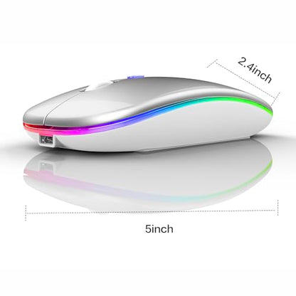 Bluetooth Wireless Mouse for Laptop mac MacBook ipad MacBook air MacBook pro pc Desktop Computer Windows Chromebook Notebook (Silver White) - color: silver white
