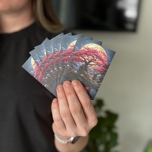 Foxtrot Designs TCG Art Card Sleeves Samurai and Cherry Blossom Design - 100 Count Card Protectors with Matte Textured Back - Compatible with Magic The Gathering and Other TCGs & LCGs (Honor) - color: Honor