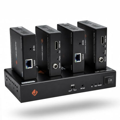 J-Tech Digital 1080P 60Hz HDMI Extender Splitter Over Single Cat5e/6 Ethernet Cable 1 in 4 Out Up to 164ft. Features Local HDMI Loop-Out, PoC, IR Control, Audio EDID Switch - size: 1x4