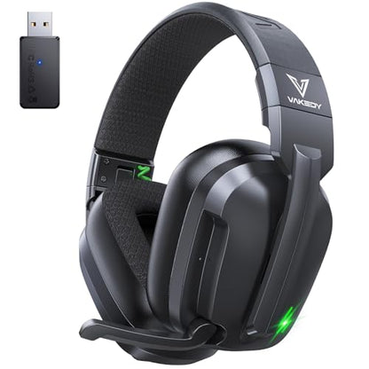 Vakedy Wireless Gaming Headset for PS5, PS4 & PC, 20ms Ultra-Low Latency, 2.4GHz USB & BT 5.4, Noise Canceling Mic, 50H Battery, Compatible with Switch, Mac & Mobile, Ideal for Fortnite & Call of Duty - color: Obsidian Black