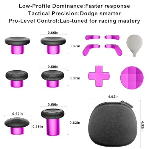 14-in-1 Controller Accessories Kit Compatible with Xbox Elite Series 2, 6 Premium Metal Thumbsticks, Swap Joysticks, 4 Interchangeable Paddles, 2 D-Pads, 1 Tool ，1 Storage Bag (Magenta) - color: Magenta