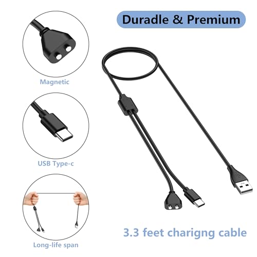 Vanjua Charger for Delupet/Yawpet/Jugbow Dog Training Collar and Remote, 2-in-1 USB C and Magnetic Bark Collar Charging Cable (Black)