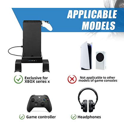 Wall Mount Cooling Fan for Xbox Series X with High Speed Low Noise Fan and 3 USB Port Xbox Series X Wall Mount Kit with Controller Holder & Headphone Hanger Touch Switch Holder Bundle
