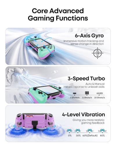 OIVO VGA DESIGN Switch Controller Handheld for 1/2/OLED, Ergonomic Grip Stretch Joypad for SW Console, Wireless Controller with TMR Joysticks, RGB Lighting, Turbo, 4 Macros & Card Slot - color: Green & Purple