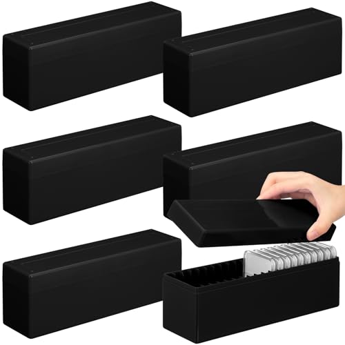 6 Pcs Plastic Coin Slab Storage Box, 20-slot Coin Slab Holder,Black | Coin Storage Cases Set for 120 Coin Slabs, Plastic Collection Case for Collectors, Home, Office, Bank, Portable Design - color: Black