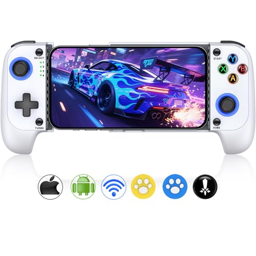 Mobile Game Controllers for iPhone/Android, Hall Effect Phone Controllers Support Phone Case,Game Controllers for Xbox,for PlayStation,Cloud/Steam Gaming (White) - color: White