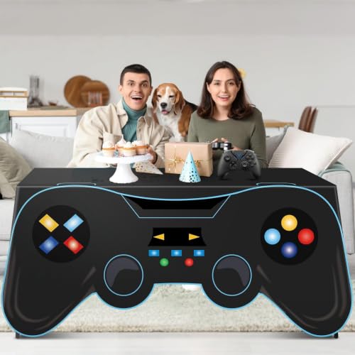 6 Ft Video Game Tablecloth Birthday Party Decoration Game Controller Shaped Table Cover Washable Polyester Party Supplies Game pad Table Covers Protector for Gamer Player Birthday Parties Decoration - style: Video Game