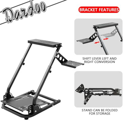 Dardoo Racing Steering Wheel Stand with Shifter Lever Fit for Logitech G27 G25 G29 G920, for Thrustmaster Gaming Racing Simulator Stand Foldable Without Wheel Shifter