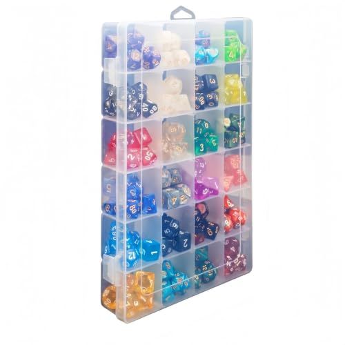 DND Dice Storage Box Each 24 Grids Polyhedral Dice Organizer with Removable Dividers Holding Up to 1600 Dices Small Craft Containers for Dice Collectors or RPG D&D Games (One Box) - size: One Box