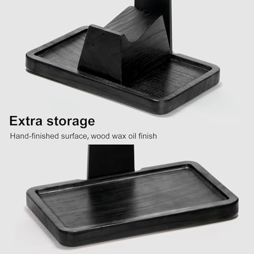 UPERGO Solid Wood Headphone Stand with Controller Holder for Desk | Natural Solid Wood, Holds 1 Headset & 1 Controller, Gamer Gifts for Men, Gaming Desk Accessories for PS5/Xbox/Switch