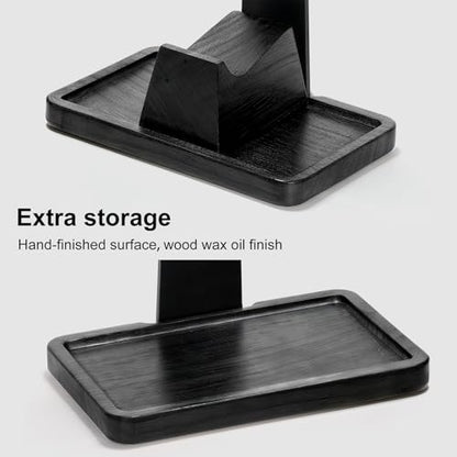 UPERGO Solid Wood Headphone Stand with Controller Holder for Desk | Natural Solid Wood, Holds 1 Headset & 1 Controller, Gamer Gifts for Men, Gaming Desk Accessories for PS5/Xbox/Switch