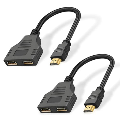 2Pcs HDMI Cable Splitter 1 in 2 Out HDMI Adapter Cable, 1080P Version 1.4 Supports Dual Port Switch for HDMI Male to Dual HDMI Female Adapter