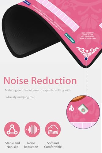 Mahjong Mat for Table, 31.5x31.5Inch American Mahjongg Table Mat (Pink) | Anti-Wrinkle&Foldable Neoprene Mahjongg Travel Mat for Table with Learning Rule, Anti-Slip Noise Reduction Includes Carry Bag - color: Pink