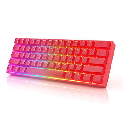 HK Gaming GK61 61-Key RGB Mechanical Keyboard - USB Wired, Hotswap Gateron Optical Black, Full RGB, Programmable Macros, Multimedia, Spill and Dust Resistant, Anti-Ghosting NKRO - color: Red, size: Gateron Optical Black