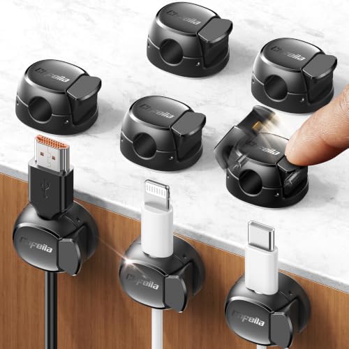 8-Pack Cable Clips, Dorm Room Essentials, Quick-Lock Cord Organizer, Cord Holder for Nightstand, Home Office Desk Accessories for Men Women, College Dorm Decor, Cubicle Accessories, School Supplies - color: Black, size: 8-Pack