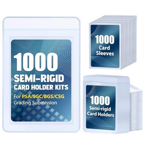 SAMYUCHO 1000ct Semi-Rigid Card Holder and 1000ct Penny Sleeve with 1/2 Lip | Double Protection, Trading Card Protector for PSA SGC BGS CSG Graded Card Submissions, For Grading Collection Storage Present - size: 1000pcs+1000pcs