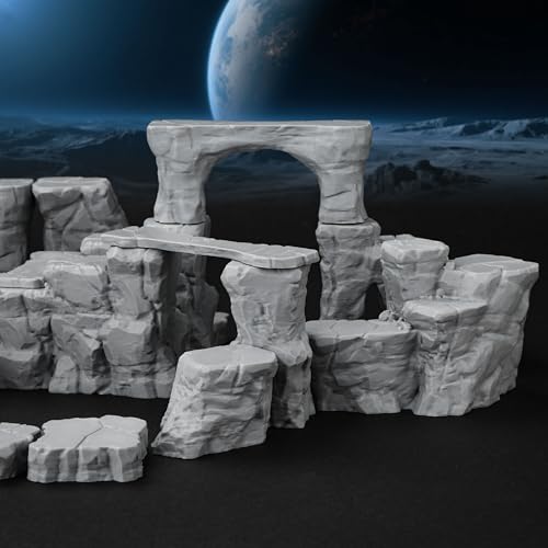 AUSPDICE RPG Terrain The Pit Canyon Scene for 28–32mm DND Campaigns TTRPG | Modular Scenery Set with Rock Bridges, TTRPG Structures, Map Accessories for Characters, Wargame and Roleplay Ready
