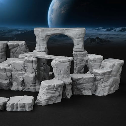 AUSPDICE RPG Terrain The Pit Canyon Scene for 28–32mm DND Campaigns TTRPG | Modular Scenery Set with Rock Bridges, TTRPG Structures, Map Accessories for Characters, Wargame and Roleplay Ready