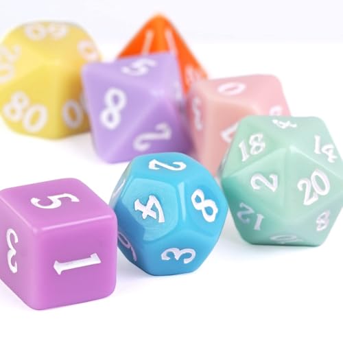 DND Dice Set -D&D Polyhedral Dice (7 Pcs) with Gift Leather Dice Bag for Role Playing Dice Games RPGs(7Pcs-Macaron) - color: 7pcs-macaron