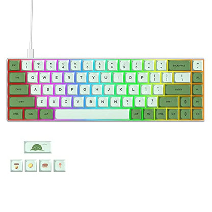 Owpkeenthy Wired 65% Percent Mechanical Gaming Keyboard Creamy Keycaps with Red Switch Ultra Compact RGB 60% Cute Green Gaming Keyboard N-Key Rollover for PC Gamer (Matcha/68 Red Switch) - color: Matcha/68 Red Switch
