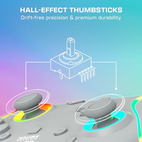 Turtle Beach Afterglow Wave Wired RGB Gaming Controller, Nintendo Switch 2 | Switch Lite, OLED, Hall-Effect Thumbsticks, 2 Mappable Back Buttons, Audio Controls, C-Button for GameChat, RGB Lights, Grey - color: Gray